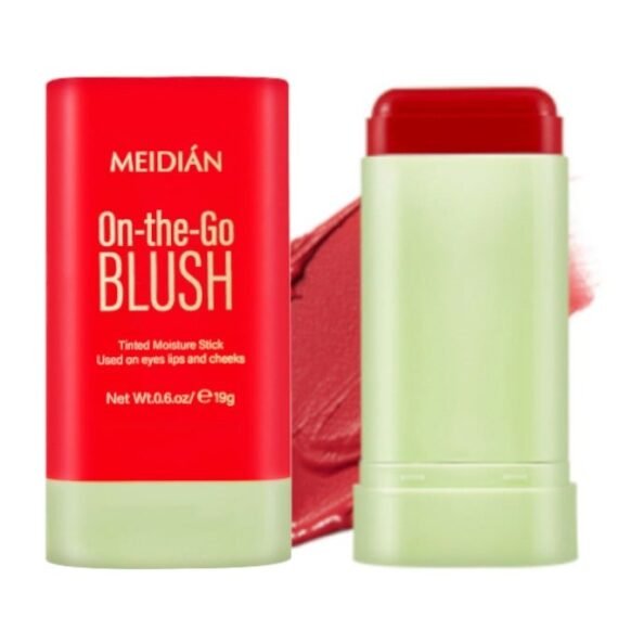 On-the Go Blush,Nude Cream Blush For Cheeks Face Blushes Stick Palette Bronzer Highlighter Shape Contour Moisturizing And Breathable Matte Long-wearing Waterproof Red