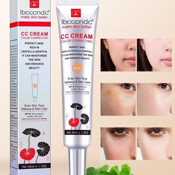 CC Cream Color Correcting Gel with Centella Asiatica Full Coverage Foundation Hydrating Cream and SPF 25 Sunscreen Even Skin Tone Moisturizing Hydrating Serum Dark