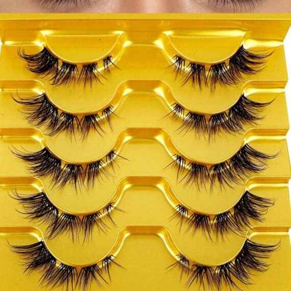 (5 Pairs )Fluffy False Eyelashes,Soft Curly False Lashes,Reusable Natural Fashion False Waterproof Eyelashes with 3D Effect for Make up
