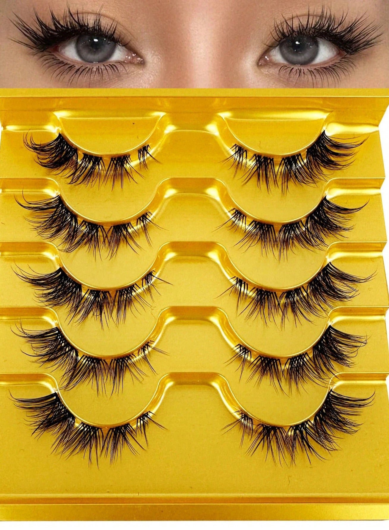 (5 Pairs )Fluffy False Eyelashes,Soft Curly False Lashes,Reusable Natural Fashion False Waterproof Eyelashes with 3D Effect for Make up