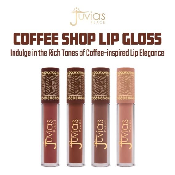 Juvia's Place Coffee Shop Lip Gloss - Coffee Break - Hydrating Butter Lip Gloss for Women, Long-Lasting Shine, Moisturizing Glass-like Finish, Plumping Non-sticky, Suitable for every vibe