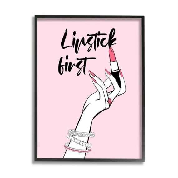 Lipstick First Makeup Calligraphy Glamorous Phrase Jewelry Accessories, Design by Martina Pavlova