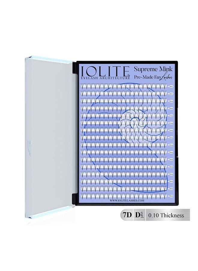 Iolite Eyelash Extensions - 7D Supreme Mink Pre-Made Fan Lash Extensions – D Curl, 0.10T Mix (8mm-16mm) | Fast Application | Premium Volume, Lightweight & Natural | Salon-Quality for Lash Artists ISMP7DD10T - 14MM