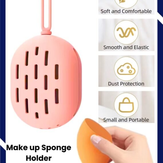 Makeup Sponge Holder – Breathable Silicone Beauty Blender Case with Double-Side Hollow Ventilation for Hygienic Storage