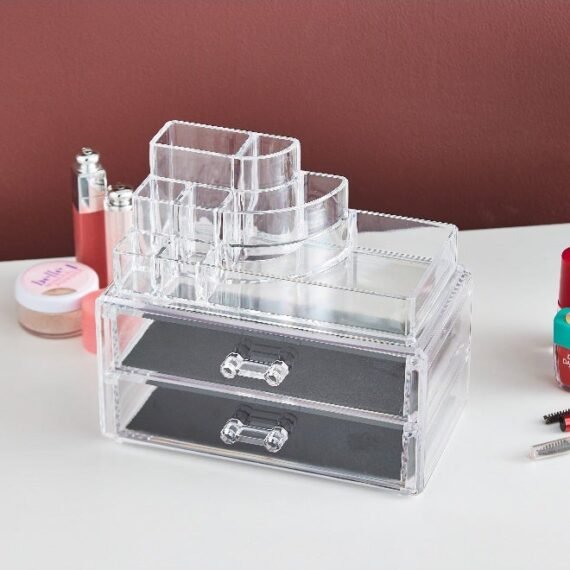 Crystal Cosmetics Organiser with 2 Drawers