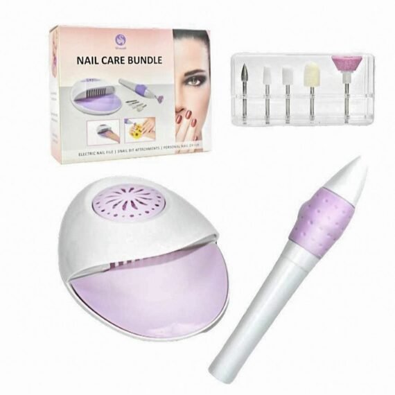 Nail Care Bundle Kit Electric Nail with 5 Nail Bit Attachments Cuticle File Smoothing File Cuticle Remover Polishing Cone Trimming File Personal Sized Nail Dryer Travel Kit Personal Care for Nails