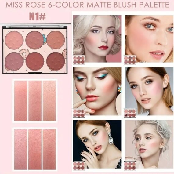 Miss Rose 6-color Sunset Blusher Palette Natural Matte Blush Glowvv  Kit