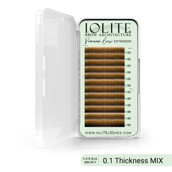 Premium Eyebrow Extension Brow-I; False Eyebrows in Tray - Brow Extension 0.10T Thickness ; Length - 8mm, 9mm, Mix - Natural Brown - Mix