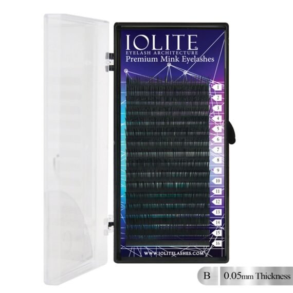 Iolite Premium Mink Eyelashes – Soft, Lightweight & Natural Look Lash Extensions for Professional Use (B Curl) Thickness 0.05mm