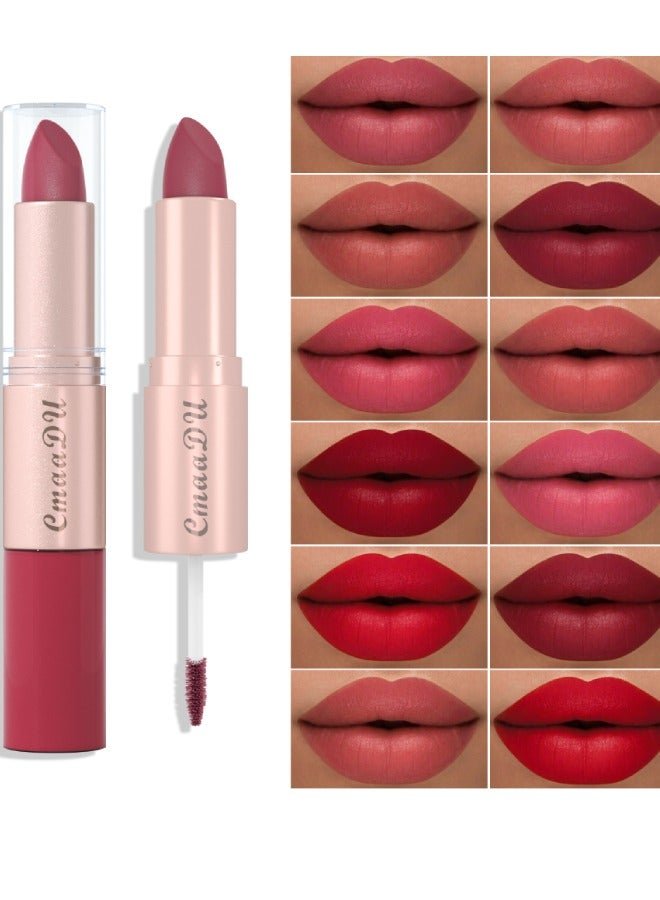 2-in-1 lip balm Lipstick and lip lacquer Creamy matte finish Vivid long-lasting color Vegan formula Soft matte lipstick Color: Pink Purple