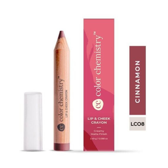 Color Chemistry Cinnamon Lip And Cheek Crayon - 2.49 g, Vegan, Ultra-Matte, Non-Drying, Pigmented And Long-Stay Lipstick, Multi-Use Lip Crayon