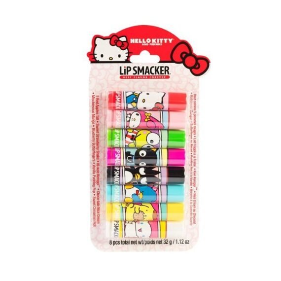Sanrio Hello Kitty and Friends 8-Piece Flavored Lip Balm, My Melody, Little Twin Stars, and Chococat, Hydrating & Protecting - Cruelty-Free