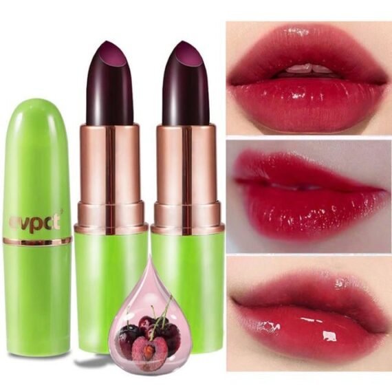 2Pcs Black Red Cherry Color Changing Magic Lipstick Tinted Lip Balm Stain Gloss Set PH Lazy Lipstick Waterproof Color Change Changing Jelly Lipstick labiales magicos mate 24 horas originales
