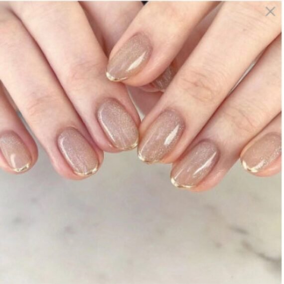 Nude Gold Edge Fake Nails Reusable Short Oval Press On Nails 24PCS Set Glossy Scratch Resistant Waterproof Finish Soft ABS Material for Natural Fit Elegant Minimalist Design Quick One Minute Salon Look Perfect for Work Parties and Holidays Comfortable Everyday Wear Stylish Nude Gold Nail Gift for Women
