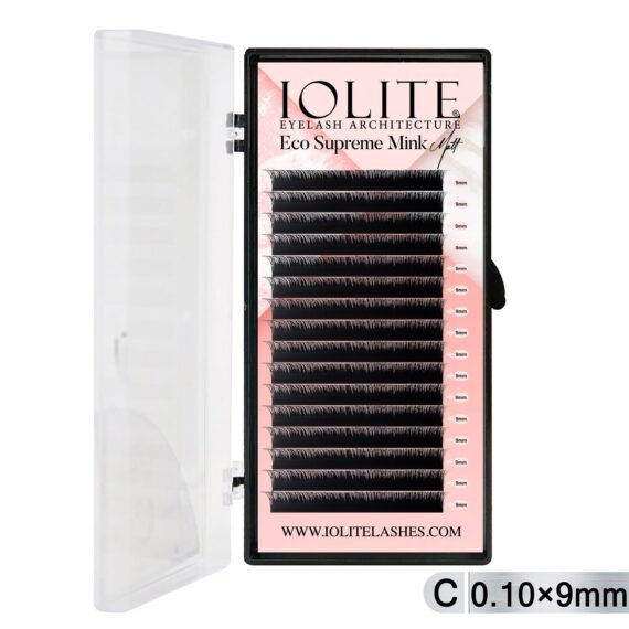 Iolite Eco Supreme Mink Matt Lash Extension Tray C – Curl – 0.10T (6mm–15mm) – Matt Finish, Premium Eco-Friendly Eyelashes for Lash Artists ISMMC10T - 9MM