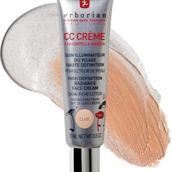 Erborian Color Correcting CC Cream with Centella Asiatica, Fair (Clair) - Light Multi-Purpose Facial Concealer with Illuminating Finish Soothes & Hydrates - SPF Korean Skincare Skin Perfector - 0.5 Oz