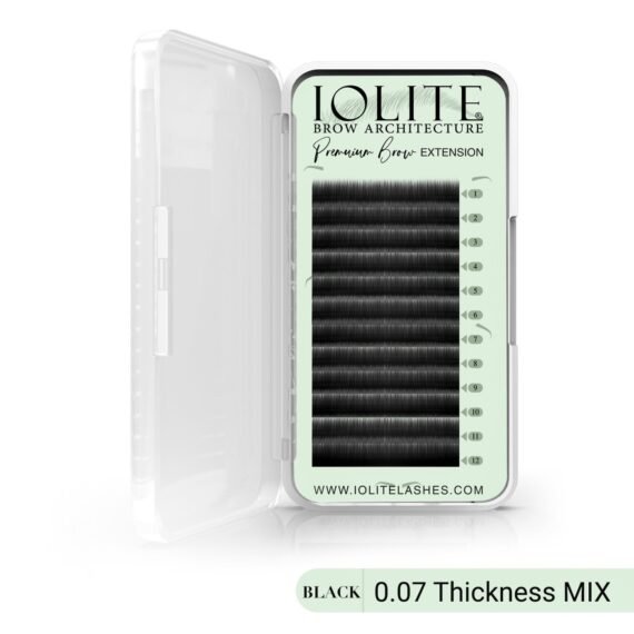 Premium Eyebrow Extension Brow I; False Eyebrows in Tray - Brow Extension 0.07T Thickness ; Length - 8mm, 9mm, Mix -Black - Mix