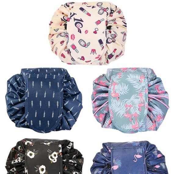 5 Pack Drawstring Lazy Cosmetic Travel Bag Women Makeup Bag for Travel and Household to Storing Cosmetics