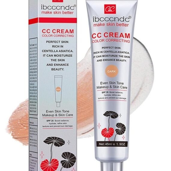 CC Cream with Centella Asiatica for Colour Correction, Full Coverage Foundation with SPF 25, Even Skin Tone Makeup & Skin Care, Long-Lasting Moisturising Concealer, Dark 45 ml