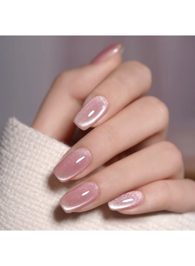 Elegant Women's Press-on Nails – 24pcs Nude & Mirror Shine – Gift-Ready Nail Set for Weddings, Eid & Parties