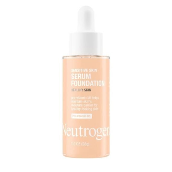 Healthy Skin Sensitive Skin Serum Foundation with Pro-Vitamin B5, Color Correcting & Pore Minimizing Liquid Foundation & Face Serum, Buildable Coverage, Light 02, 1 oz