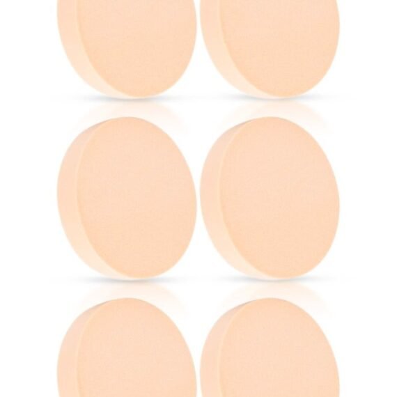 6 Pcs Makeup Sponge Set Round Shaped Beauty Blender Cosmetic Makeup Puff for Face Velour Puff Set for Loose Powder Mineral Powder Applicator Foundation Makeup Tool Set (Beige)