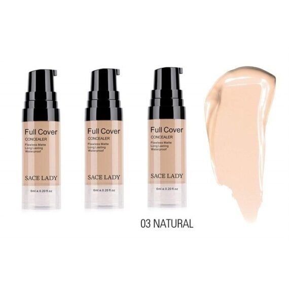 3 Pack Pro Full Cover Liquid Concealer, Waterproof Smooth Matte Flawless Finish Creamy Concealer Foundation for Eye Dark Circles Spot Face Concealer Makeup, Size:3×6ml/0.20Fl Oz, Natural