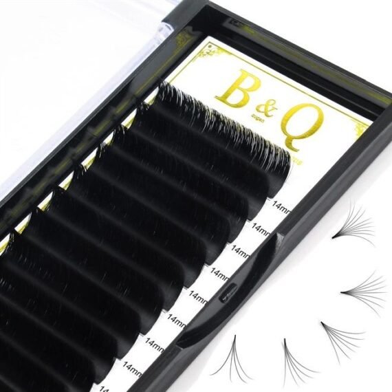 Easy Fan Lashes DD-0.07-14 mm Volume Lash Extensions 9-25 mm B&Qaugen Easy Fan Volume Lashes Rapid Blooming Lashes Automatic Flowing Eyelash Extensions(DD-0.07-14)