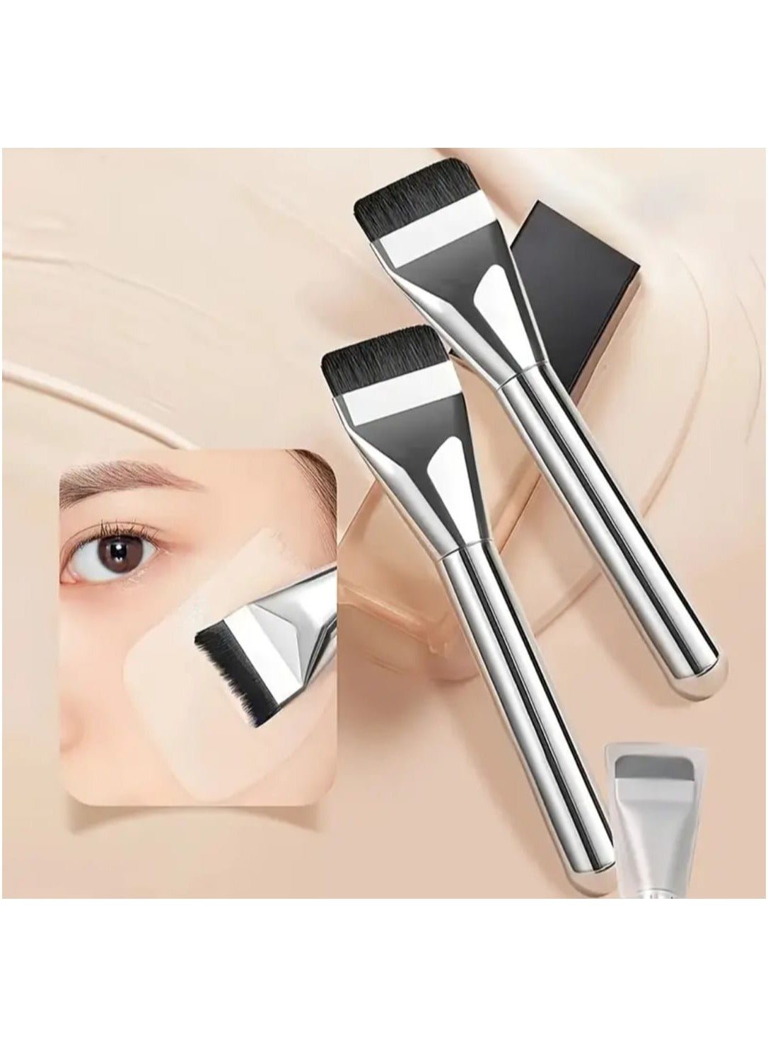 2 Pcs Professional Liquid Foundation Brush, Makeup Application, Ultra-Thin Head Foundation Brush, Mask Makeup Brush, Concealer Makeup Brush