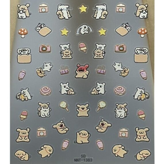 3D relief 5D lines, small dog stickers, small patterns, decorative nail stickers, nail art stickers