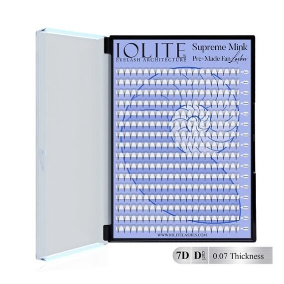 Iolite Eyelash Extensions -  7D Supreme Mink Pre-Made Fan Lash Extensions – D Curl, 0.7T Mix (8mm-16mm) | Fast Application | Premium Volume, Lightweight & Natural | Salon-Quality for Lash Artists ISMP7DD7T - 12MM