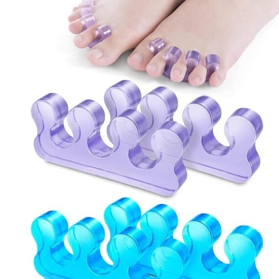 2-Pairs Pedicure Toe Spacers, Toe Separators for Nail Polish, Toe Separators Use for Separation of Toenails or Nails As Well As Relieve Orthopedic Bunion Symptoms (Blue, Purple)
