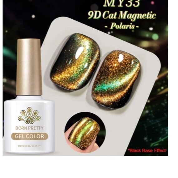 9D Cat Eye Gel Nail Polish,Cat Magnetic  Gel Polish 10ml Polaris Black Base Effect ,Nail Art Soak-off Gel Polish, Sparkle Stunning Gel Polish