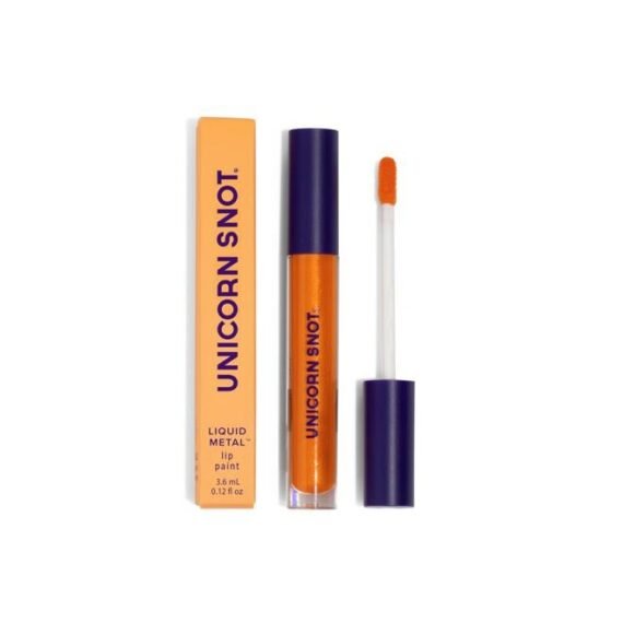 Liquid Metal Lip Paint - Metallic Lip Gloss - Non-drying, Long-lasting Liquid Lipstick, Intense Pigment Color with Metallic Shimmer - Vegan, Cruelty-Free Makeup, Orange (Blaze)