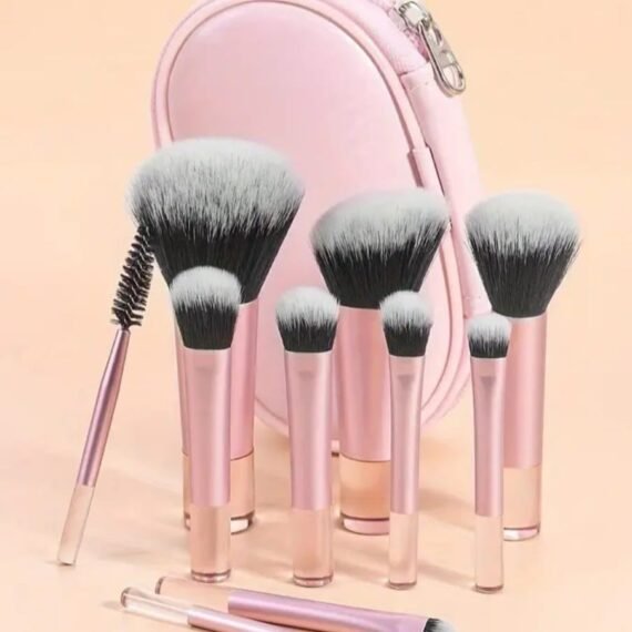 10-Piece Classic Multifunctional Makeup Brushes Set With Cosmetic Bag, Synthetic Bristles For Foundation, Powder, Blush, Eye Shadow Application, Portable For Travel