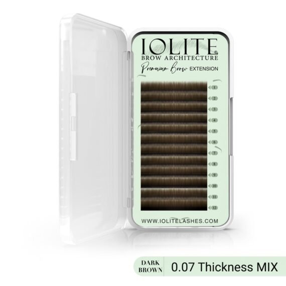 Premium Eyebrow Extension Brow - I; False Eyebrows in Tray - Brow Extension 0.07T Thickness ; Length - 8mm, 9mm, Mix - Dark Brown - Mix