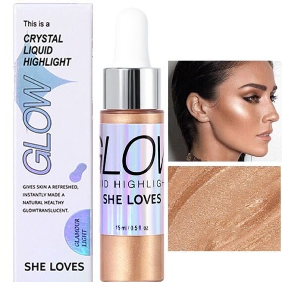 Crystal Liquid Highlighter Makeup-Face Highlighter Bronzer Makeup Stick, Natural Glossy Finish, Lightweight Blendable Silky Smooth Cream Face Illuminator, Perfectly Blends Into Foundation (03 Rose Gol