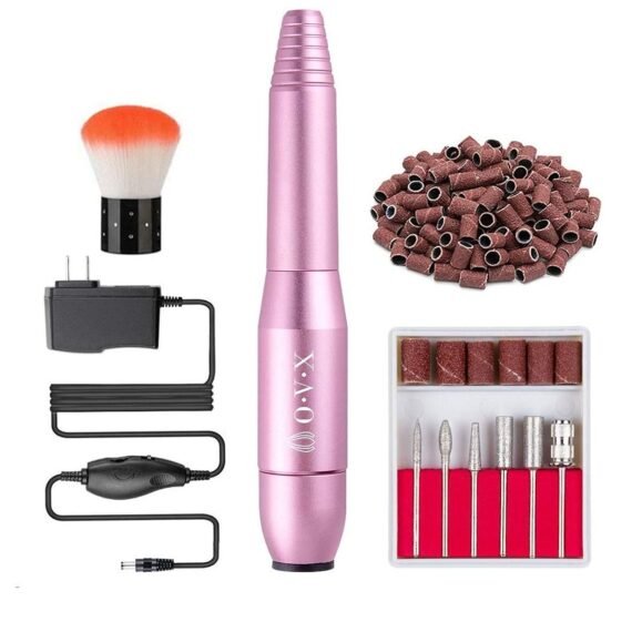Electric Nail Drill, Professional USB Electric Nail Drill Machine for Acrylic Nails, Portable Electrical Nail File Polishing Tool Manicure Pedicure Nail Supplies for Home and Salon Use, Pink