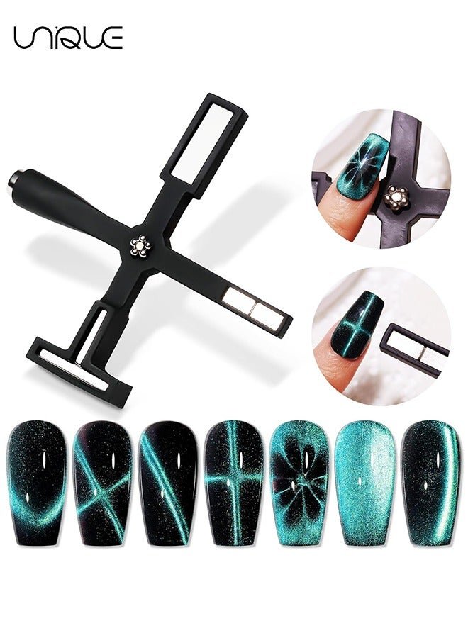 5 in 1 Magnet for Cat Eye Gel Nail Polish, Multifunctional Magnetic Nail Tool, Upgraded Cat Eye Magnet for Nail Designs 3D Cateye Nail Gel Strong Nail Art Magnet Home Salon(Black)