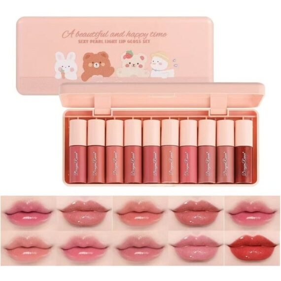 10 Colors Lip Gloss Set, Korean Lip Tint Stain, Natural Moisturizing Lip Gloss, Mini Liquid Lipstick, Long-Lasting Hydrating Lip Plumping Gloss, Multi-Use Lip and Cheek Tint Stain