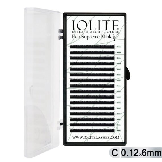 Iolite Eco Supreme Mink W Lashes C Curl – 0.12T Mix & 6mm–15mm | Pre-Fanned Volume Lash Extension Trays for Professional Lash Artists ISMWC12T - 6MM