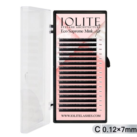 Iolite Eco Supreme Mink Matt Lash Extension Tray C – Curl – 0.12T (6mm–15mm) – Matt Finish, Premium Eco-Friendly Eyelashes for Lash Artists ISMMC12T - 7MM