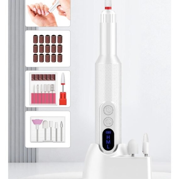Cordless Nail Drill For Gel Manicures, Professional Electric Nail File For Salon And Home (White)