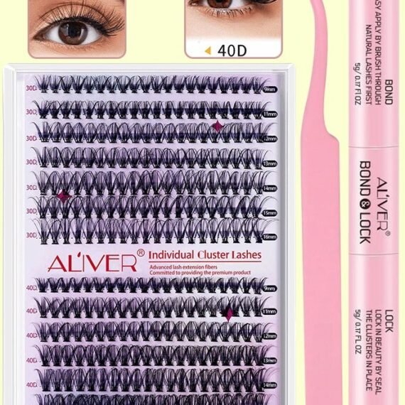 280 Pcs Lash Clusters, Lash Adhesive Glue & Lash Tweezer Set Eyelash Extensions Wispy False Eyelashes Lash Clusters DIY Eyelash Extensions Individual False Eyelashes for Women