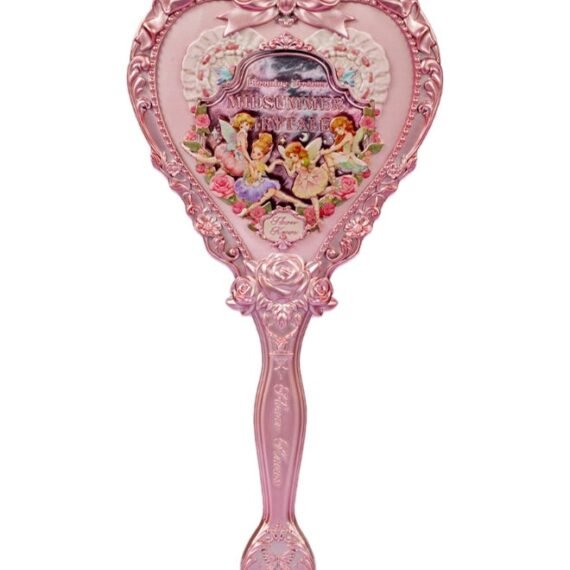 Midsummer Fairytales Hand Mirror Embossed Flower Hand Held Makeup Mirror-Milky Pink