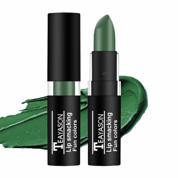 Green Matte Lipstick Long Lasting Lip Gloss, Makeup Camo Face Paint Goth Lipstick Cream-blendable Stick, Body Paint Professional Foundation Makeup, Cosmetics Gift for Halloween Party Cosplay