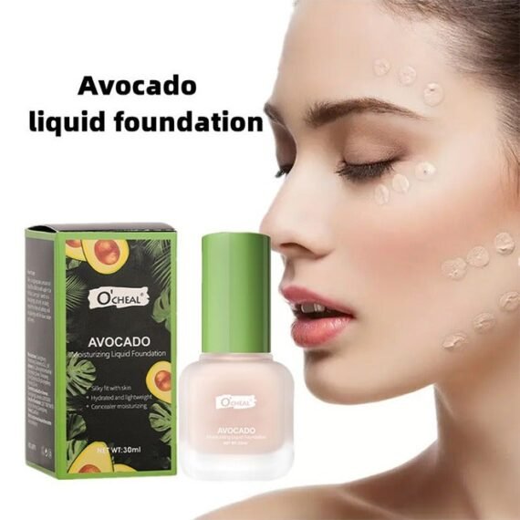 Avocado Moisturizing Liquid Foundation, Silky Fit With Skin & Hydratted And Lightweight Concealer Moisturizing,Face24-Hour Hydration 30ml (#02 Natural)