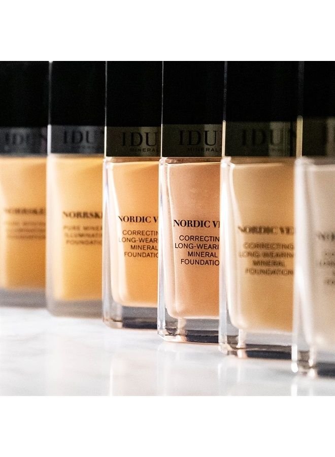 Idun Minerals Nordic Veil Foundation - Longwear Liquid Foundation With Poreless, Luminous Coverage - Soft, Semi-Matte Finish - Vegan, Cruelty Free, and Silicone Free Makeup - 307 Disa - 0.88 oz