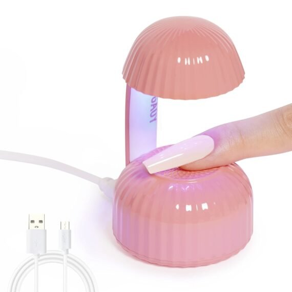 Portable UV Nail Lamp, Mini UV Light for Gel Nails Mushroom LED Nail Lamp USB Nail Dryer Fast Curing Nail Light LED Nail Dryer UV Light USB Powered Nail Dryer for Gel Nails Fast Curing, Pink