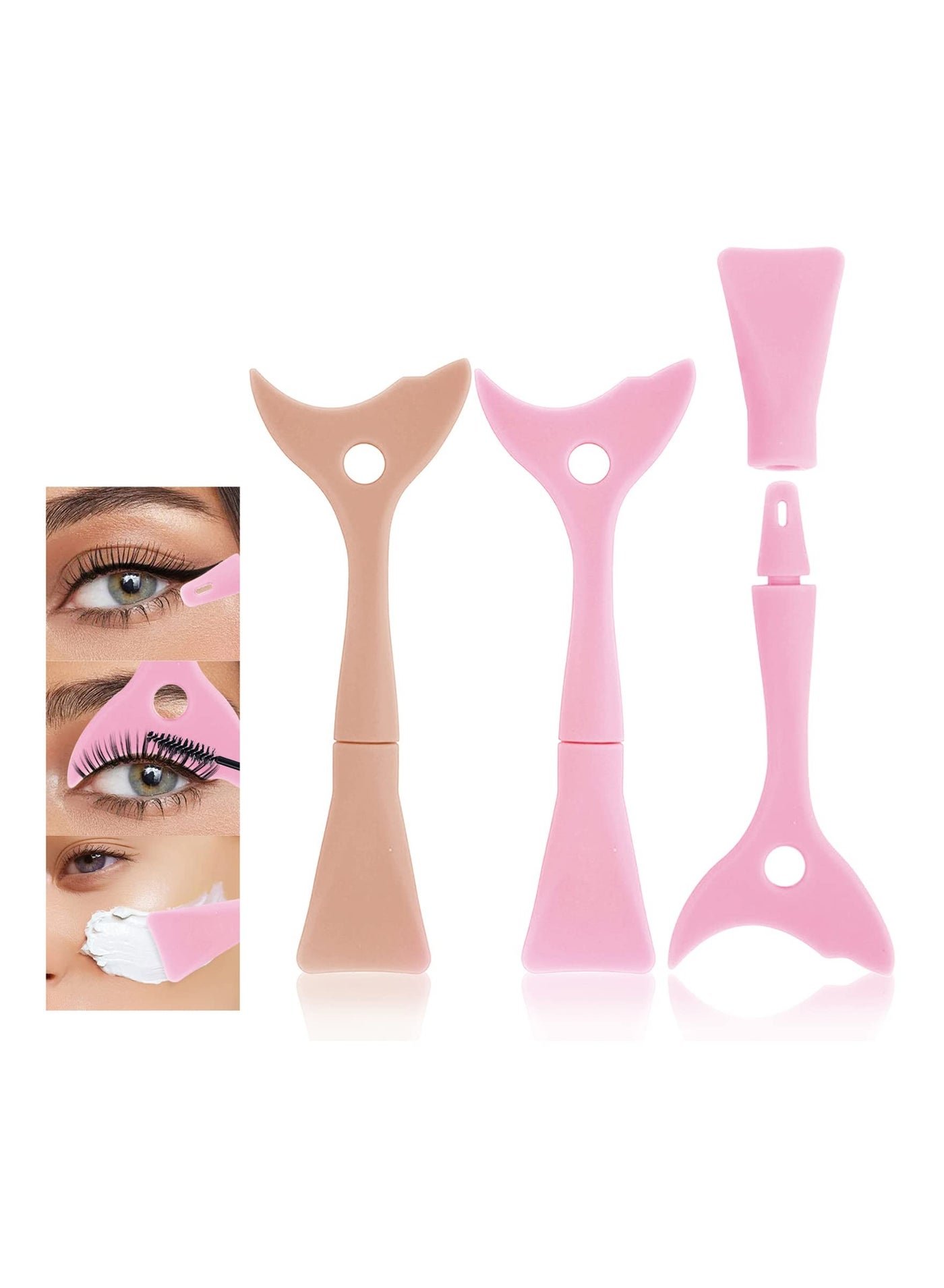 2Pcs Mascara Shield Applicator Mascara Guard Silicone Eye Lash Eyeshadow Eyeliner Auxiliary Tool with Face Mud Mask Brush Applicator Reusable Detachable Multi-Purpose Lazy Quick Eye Makeup Tool